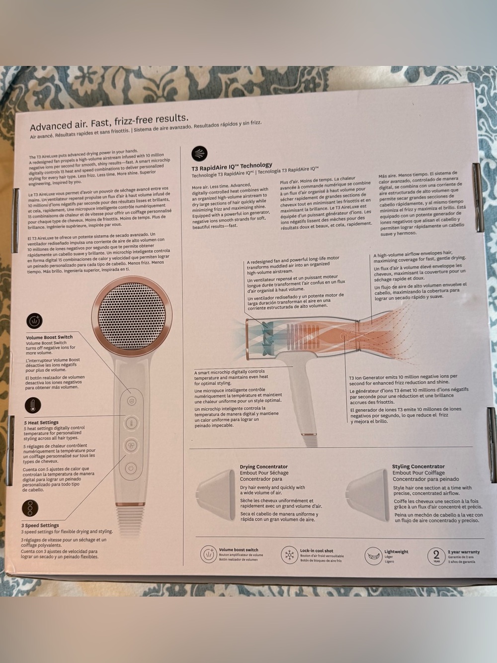T3 Aireluxe White with Rose Gold Accent Hair Dryer - Picture 3 of 3